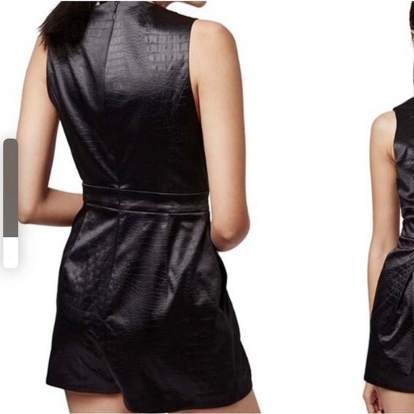Topshop Croc Effect Plunge Romper - Picture 2 of 8